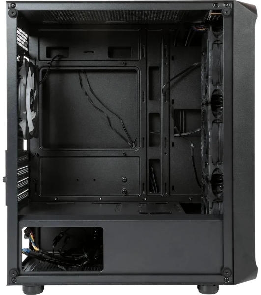 Компьютерный корпус Minitower mATX Eurocase 00-01003411 M205 4ARGb черный без БП закаленное стекло USB 3.0