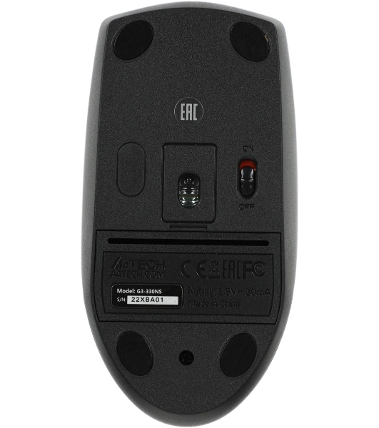 Мышь беспроводная A4Tech G3-330NS черный, 1200 dpi, радиоканал, USB, кнопки - 3