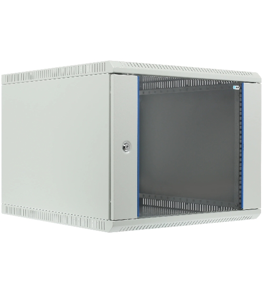 Шкаф настенный ЦМО ШРН-Э-9.650 9U 600x650мм пер.дв.стекл несъемные бок.пан. серый