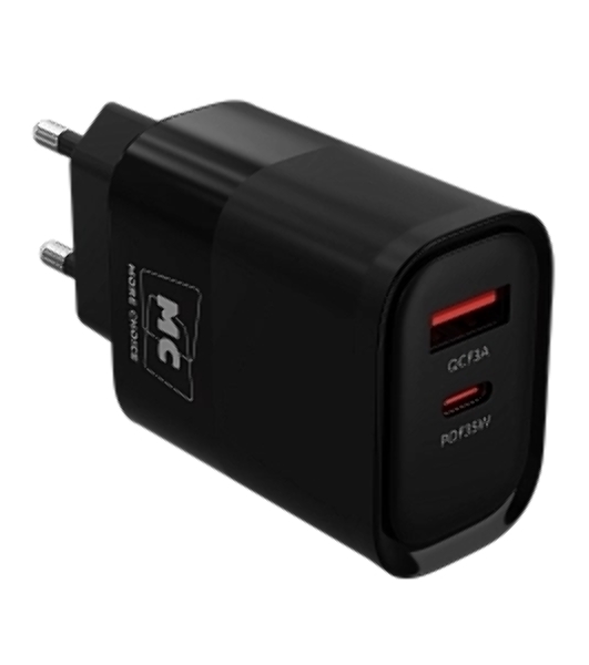 Сетевое зарядное устройство MORE CHOICE NC82 1USB+1Type-C 3.0A PD 35W+QC3.0 для Type-C Type-C черный