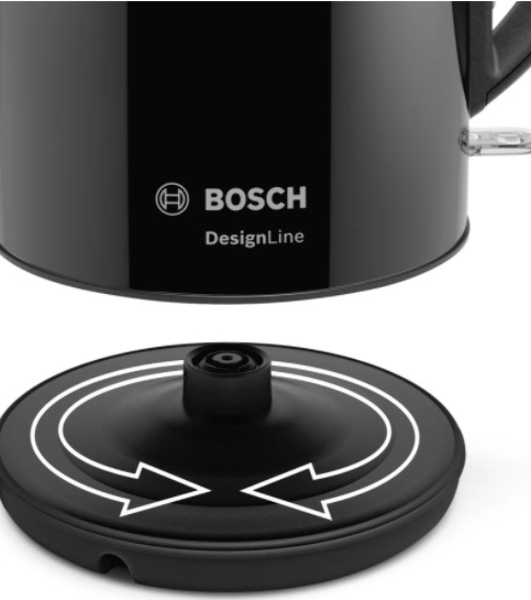 Электрочайник Bosch TWK3P423 черный, 1.7 л, 2400 Вт, скрытый нагревательный элемент