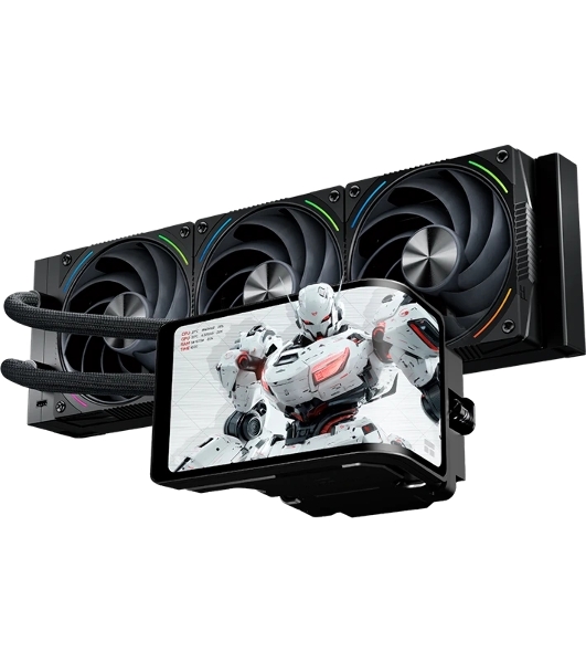 Водяное охлаждение для процессора Thermalright Wonder Vision 360 Turbo (360мм, LED, Black, ARGB/Fans: 3x120мм, 120.38CFM, 44.7dBA, 3000RPM/Pump height 107мм, 6400RPM, Rad thickness 27мм/S: 1700, 1200, 1851, 115X, 2011, 2066, AM5, AM4)