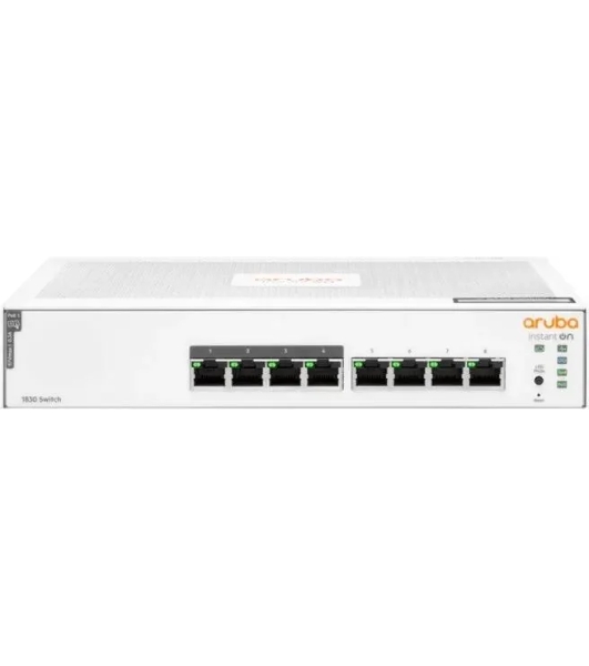 Коммутатор HPE Aruba Instant On 1830 8G 4p Class4 PoE 65W, 4×1 Гбит/с PoE+ + 4×1 Гбит/с, настраиваемый