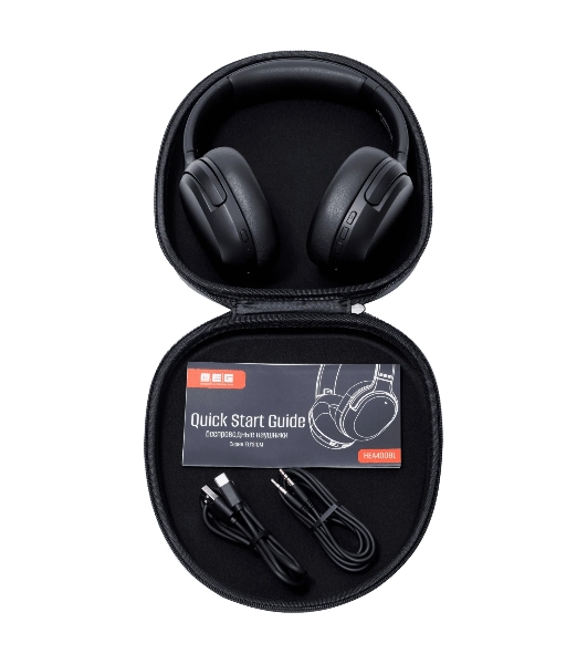 Беспроводные наушники MEG HEA400BL, Bluetooth 6.0, до 75 ч, ANC Hybrid, Multipoint, черный