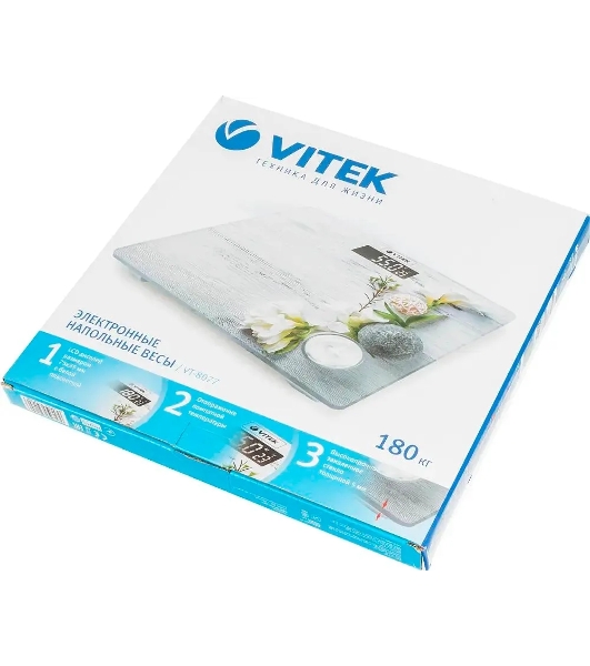 Весы напольные Vitek VT-8077(MC) / Максимальный вес 180 кг.Индикатор перегрузки и разряда батареи.