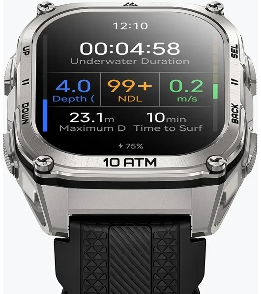 Умные часы KOSPET Tank M4, 1.96' AMOLED, Bluetooth 5.3, GPS, 10 ATM, IP69K, серебристый