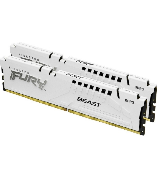 Оперативная память Kingston Fury Beast, DDR5, 32Gb (2x16GB), 6000MHz, CL36, DIMM, с радиаторами, белый