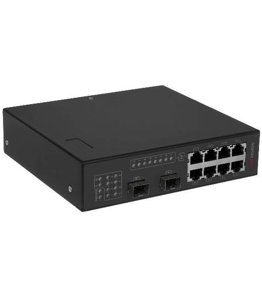Коммутатор Hikvision DS-3T0310P, 8×100 Мбит/с PoE+ + 2×1 Гбит/с SFP, неуправляемый