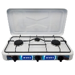 Плита настольная газовая Centek CT-1522 белый, 1.7 кВт, газ, конфорки - 3, эмаль, поворотные переключатели, фото 1