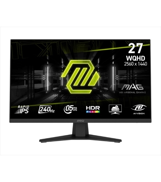 Монитор 27' MSI MAG 274QF X24 IPS 2560x1440, 240 Гц, 0.5 мс, 16:9, 250 кд/м², 2xHDMI 2.0b, DP 1.4a, 3.5 мм, FreeSync, полуматовый экран, черный