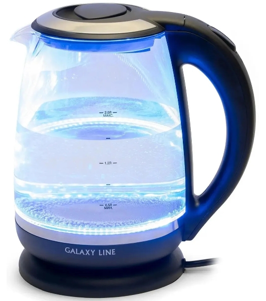 Чайник электрический Galaxy Line GL 0559, черный, стекло, 2200 Вт, 2 л