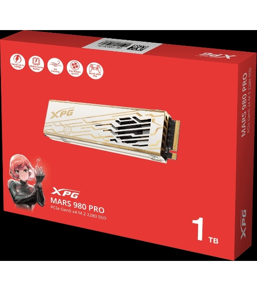 Накопитель SSD ADATA XPG MARS 980 PRO, 1000Gb, M.2(22x80мм), NVMe, PCIe 5.0 x4, 3D NAND, R/W 14000/10000Mb/s, IOPs 1 600 000/1 650 000, TbW 740, DWPD 0.4, with Heat Sink (5 лет)