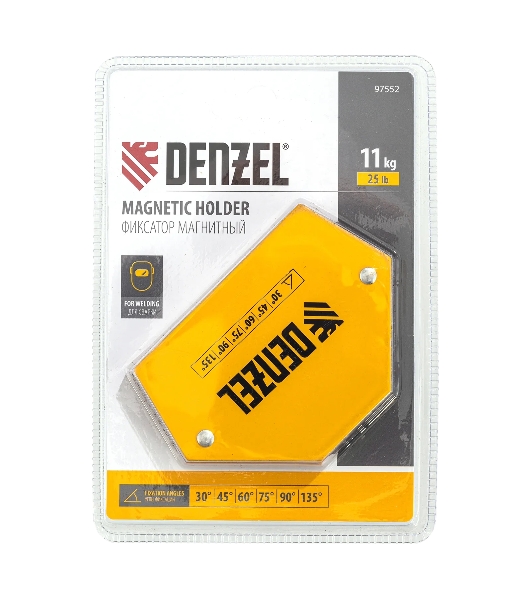 Фиксатор магнитный Denzel для сварочных работ усилие 25 LB, 30х45х60х75х90х135 град.