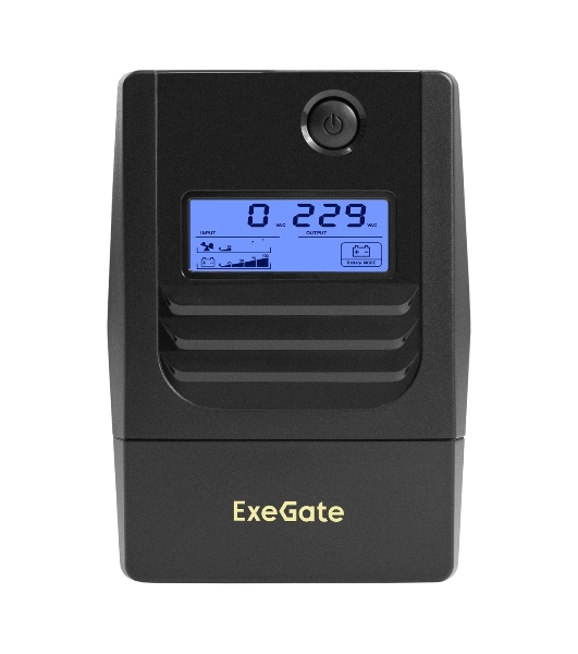 Источник бесперебойного питания ExeGate Smart LB-850.LCD.AVR.2SH (850VA/510W, LCD, AVR, 2*Schuko, батарея 12V 9Ah, черный)