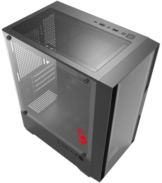 Компьютерный корпус Bloody CC-123 черный без БП mATX 8x120мм 2xUSB2.0 1xUSB3.0 audio bott PSU