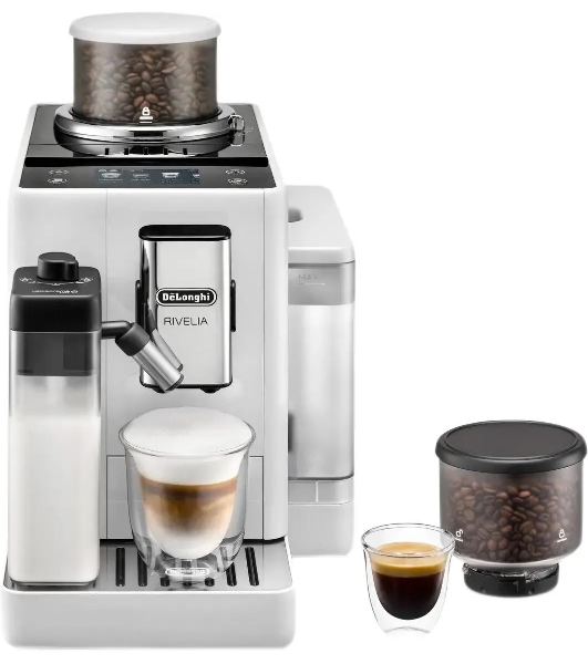 Кофемашина автоматическая DeLonghi EXAM440.55.W, белый, исп. кофе - молотый/зерновой, 1.4 л, 1450 Вт, 19 Бар