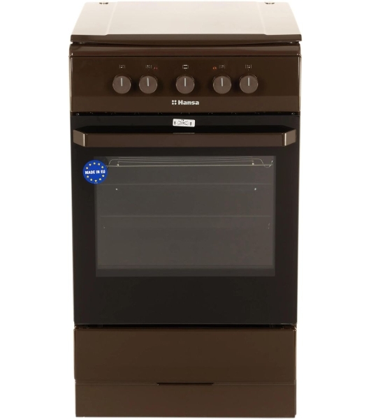 Плита электрическая Hansa FCEB53000 коричневый, конфорок 4 шт, духовка 69 л, 50 см x 85 см x 60 см