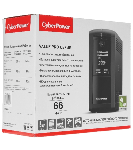 Источник бесперебойного питания CyberPower VP1000EILCD/1000 ВА/550 Вт/6 х IEC 320 C13 (компьютерная)