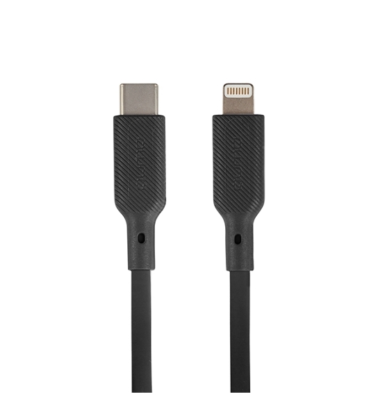 Кабель QUMO, MFI С94, Type-C на MFI Apple 8 pin, силиконовый, 1м, 2,22A, 9V, 20W, PD черный