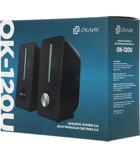 Акустическая система Оклик OK-120U 2.0 черный 6Вт
