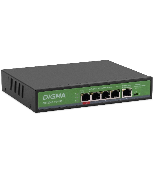 Коммутатор Digma DSP204G-1G-T80, 5×1 Гбит/с, неуправляемый