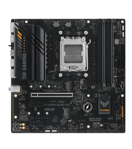 Материнская плата ASUS TUF GAMING A620M-PLUS, AM5, AMD A620, 4xDDR5, 4xSATA, 2xM.2, 1xPCI-E 4.0 x16, 2xPCI-E x1, 2xDP, 1xHDMI, 1x 2.5Gb LAN, 2xUSB-A 3.2 Gen 1, 4xUSB-A 2.0, 3x3.5 мм, 7.1, Micro-ATX