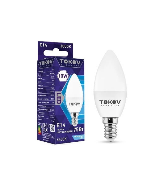 Лампа светодиодная TOKOV ELECTRIC 10Вт С37 6500К Е14 176-264В