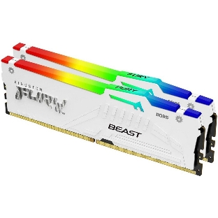 Оперативная память Kingston Fury Beast, DDR5, 32Gb (2x16Gb), 6000MHz, CL36, DIMM, с радиаторами, RGB, белый