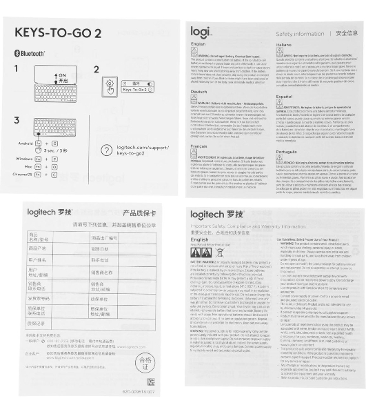 Клавиатура Logitech Keys to Go 2 беспроводная, Bluetooth, серый