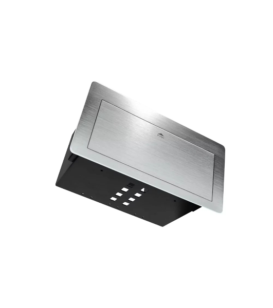 Металлический корпус WRTS-11BOX-S Wize для модульной системы врезного лючка в стол с убирающейся крышкой, серебристый