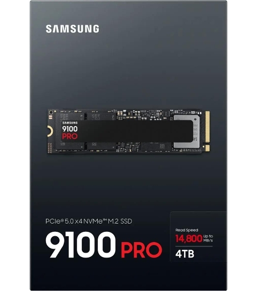 Накопитель SSD 4Tb Samsung 9100 PRO, M.2, PCI-E 5.0 x4, TLC 3D NAND R/W - 14800/13400 Mb/s