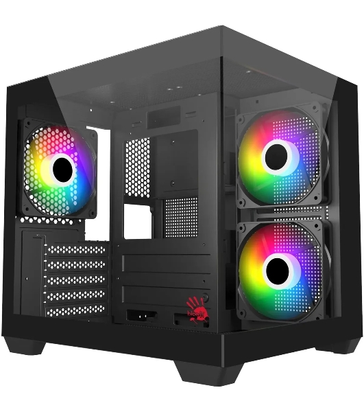 Компьютерный корпус Bloody CC-121 черный без БП mATX 7x120мм 1xUSB 2.0 1xUSB 3.0 audio