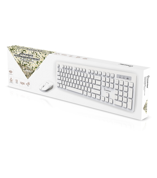 Комплект клавиатура+мышь Smartbuy 105AG беспроводной, USB, 1200 DPI, белый