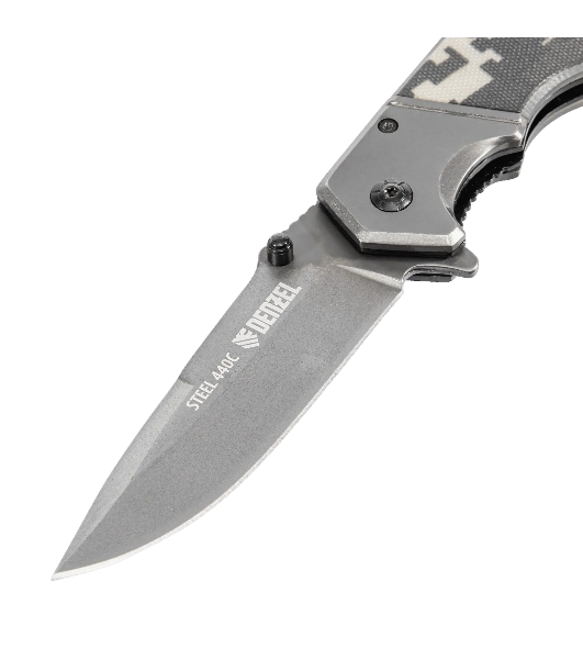 Нож складной Denzel, многоцелевой, системы Liner-Lock, с накладкой G10 на эргономичной рукоятке 79209
