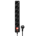 Сетевой фильтр Гарнизон ECL-6-B-1.8, 6 р, 10А, 1.8 м, ур.защиты 4, черный, пакет, фото 1