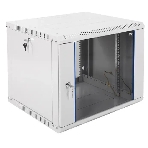 Шкаф настенный ЦМО ШРН-Э-9.500 9U 600x520 мм пер. дв. стекл несъемные бок. пан. серый, фото 1
