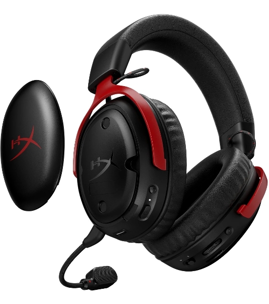 Гарнитура HyperX Cloud III S Wireless чёрный/красный, беспроводная, радиоканал, до 120 ч, съёмный микрофон, совместимость с PS5