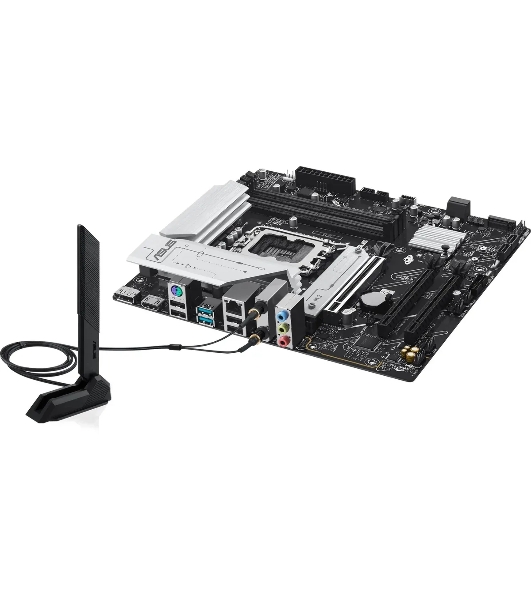 Материнская плата ASUS PRIME B760M-A WIFI II, LGA 1700, Intel B760, 4xDDR5, 4xSATA, 2xM.2, 1xPCIe 5.0 x16, 2xPCIe 4.0 x16, 1xHDMI, 1xDP, 1x2.5Gb LAN, Wi-Fi 6E, Bluetooth 5.4, 2xUSB-A 10Gbps, 4xUSB-A 2.0, 3x3.5 мм, 7.1, mATX