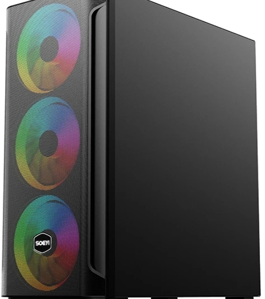 Компьютерный корпус SOEYI 'AX1-B10 SOEYI ATX case with черный coating front panel with flat small mesh, without'