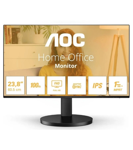 Монитор 23.8' AOC 24B3HA2 IPS 1920x1080, 100 Гц, 4 мс, 16:9, 250 кд/м2, 1xHDMI, 1xVGA, черный