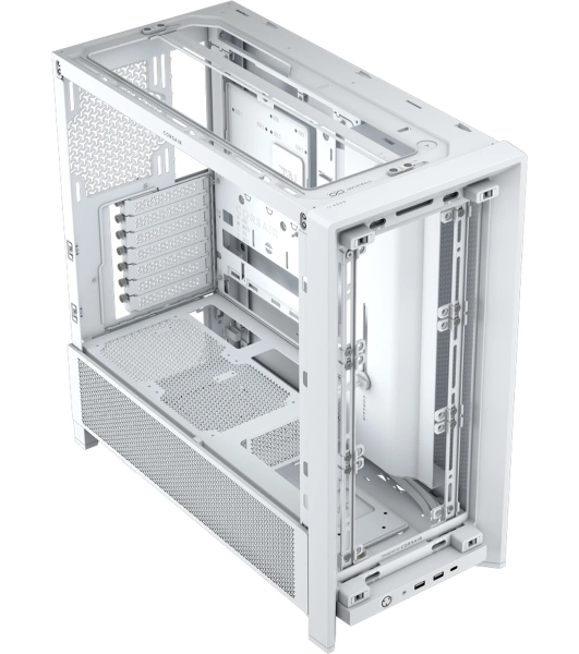 Компьютерный корпус без блока питания Corsair Frame 4000D, Midi-Tower, TG, no fan, 2xUSB-A 3.2, 1xUSB 3.2 Type-C, E-ATX, ATX, mATX, mITX White