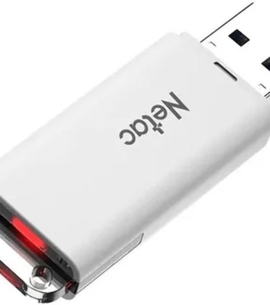 Флешка USB Netac U185 (NT03U185N-064G-32WH), 64Gb, USB 3.0, R/W 100/25, белый/серый
