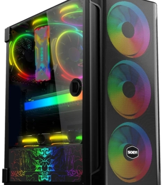 Компьютерный корпус SOEYI 'AX1-B10 SOEYI ATX case with черный coating front panel with flat small mesh, without'