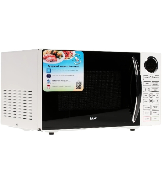 Микроволновая печь BBK 23MWG-930S/BW белый/черный, 23 л, 900 Вт, переключатели - сенсор