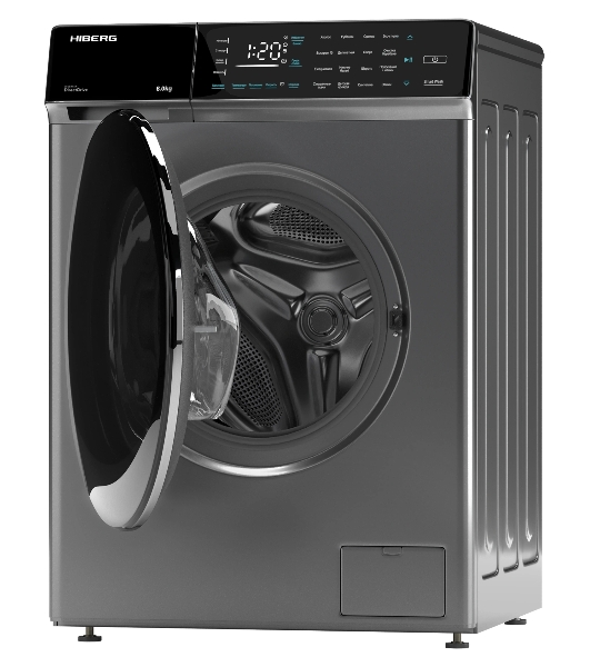 Стиральная машина HIBERG i-DDQ9 - 612 Sd серая, загрузка фронтальная 6кг, 1200 об/мин., класс: A+++
