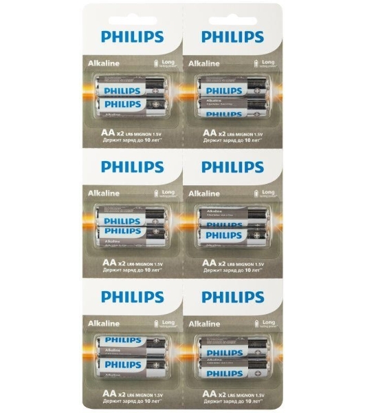 Элемент питания алкалиновый AA/LR6 1.5В Entry отрывной набор (блист. 12шт) Philips Б0064636