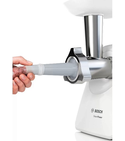 Мясорубка электрическая Bosch MFW2520W белый, 1500 Вт, 1.7 кг/мин, насадки - 4