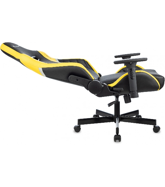 Кресло игровое Knight Thunder 5X черный/желтый эко.кожа крестов. металл