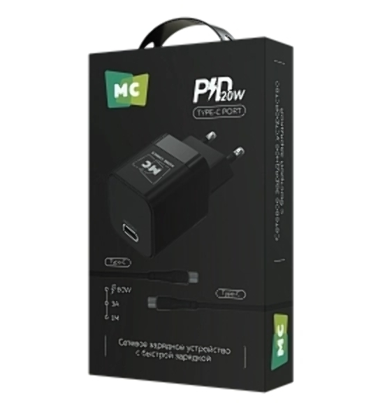 Сетевое зарядное устройство MORE CHOICE (4620202555847) NC86a 1Type-C 3.0A PD 20W для Type-C Type-C, черный