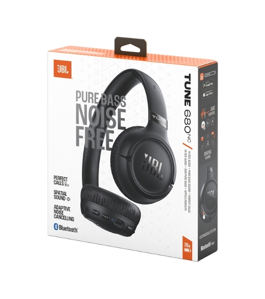 Беспроводные/проводные наушники JBL Tune 680NC черный, накладные, Bluetooth + проводной, адаптивное шумоподавление